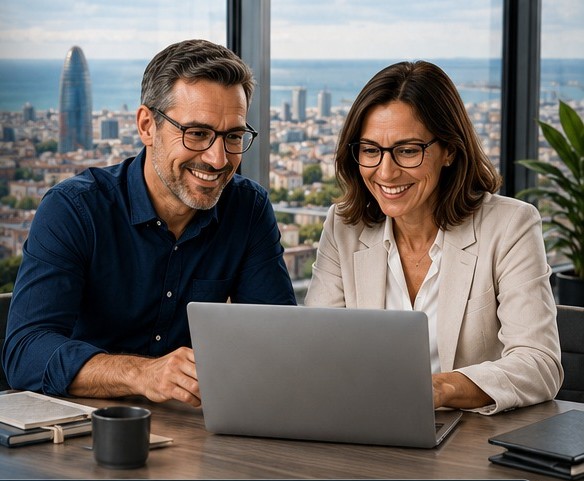 Equipo de Outnomina trabajando en gestión laboral en Barcelona